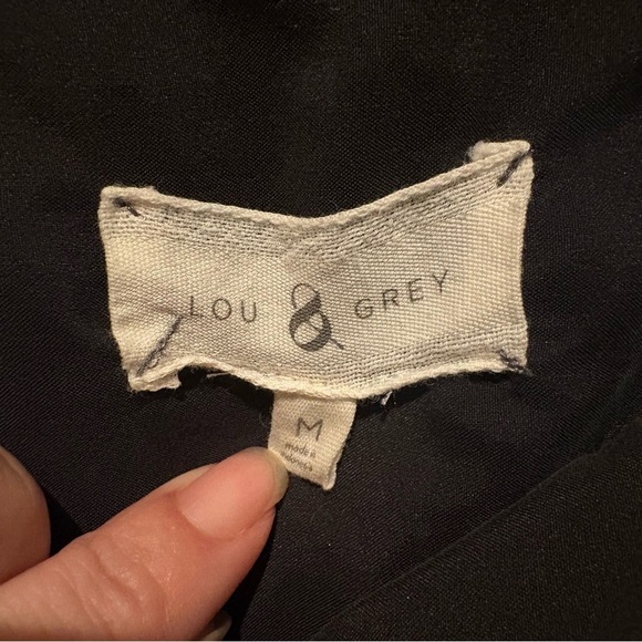 Lou & Grey Black Button Roll Tab Long Sleeve Drawstring Shirt Dress Size Medium - Picture 5 of 7